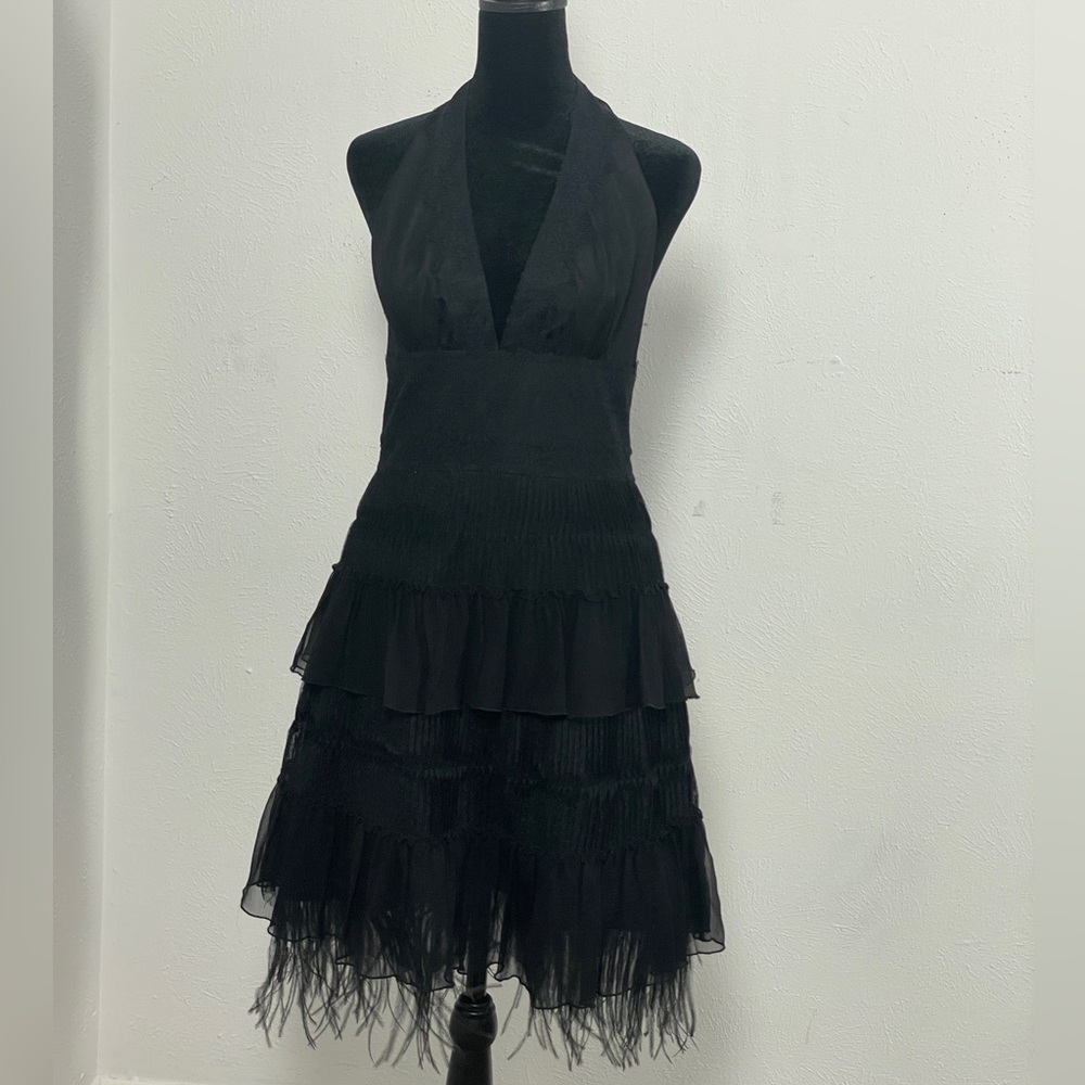Brand New BCBG Black Tiered Chiffon Dress